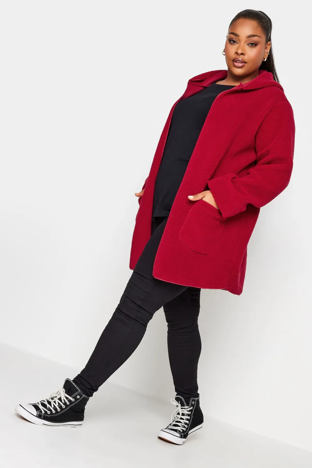 YOURS Curve Brown Teddy Hooded Jacket