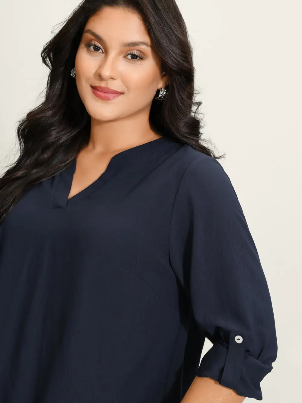 Tab Sleeve Button Back Detail Blouse