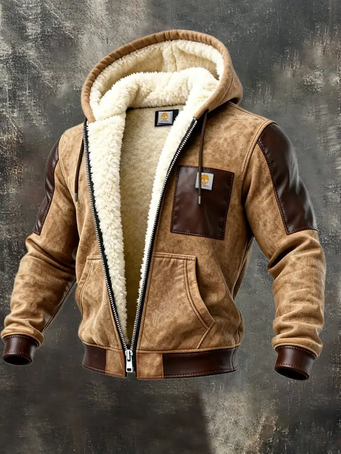 Men's Vintage Suede and Leather Multi-Pocket Outdoor Jacket