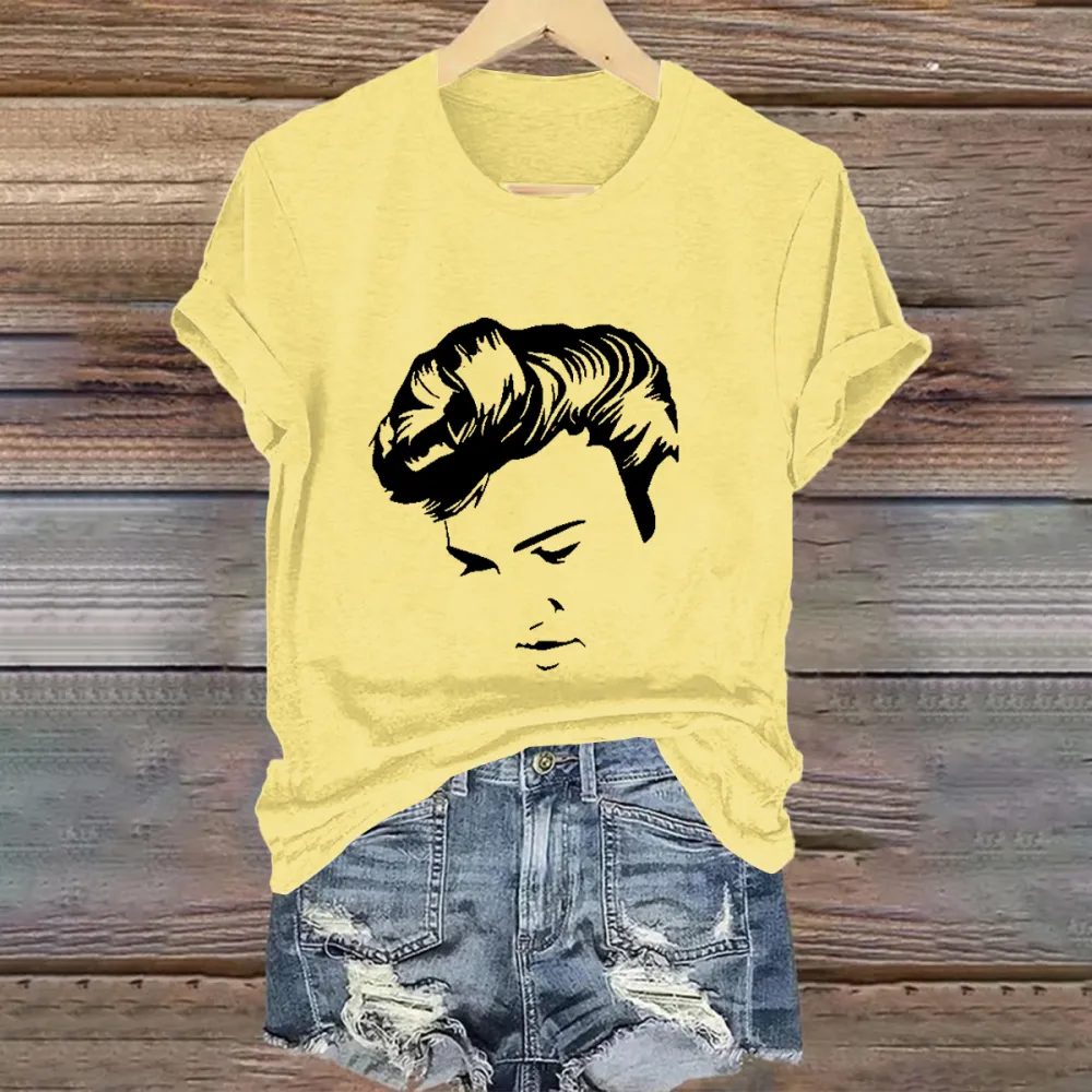 Women's American The King Print Short Sleeve Round Neck Cotton T-Shirt