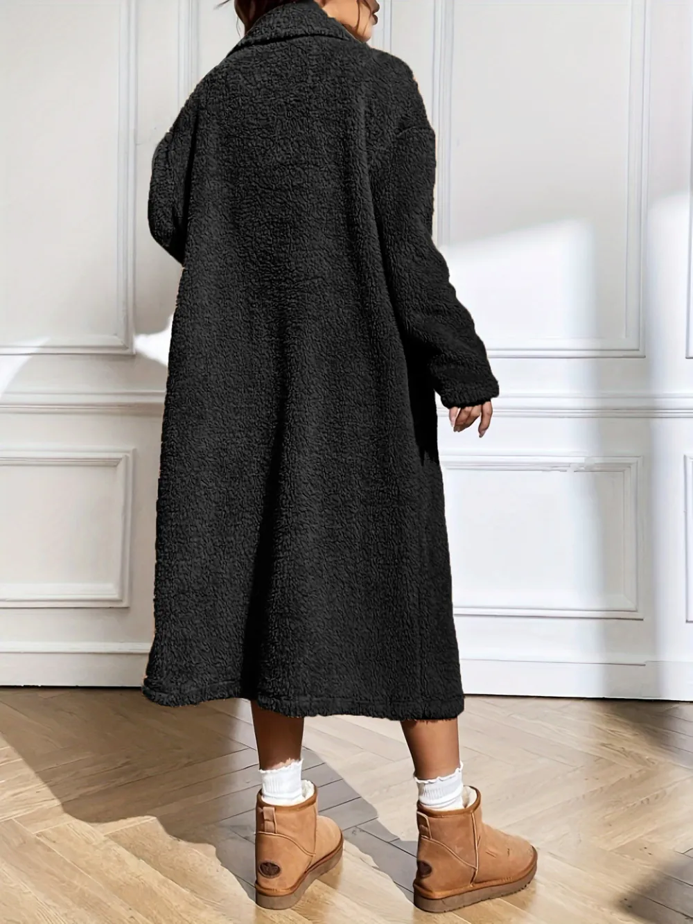 Women's Teddy Fleece Double - Breasted Long Coat