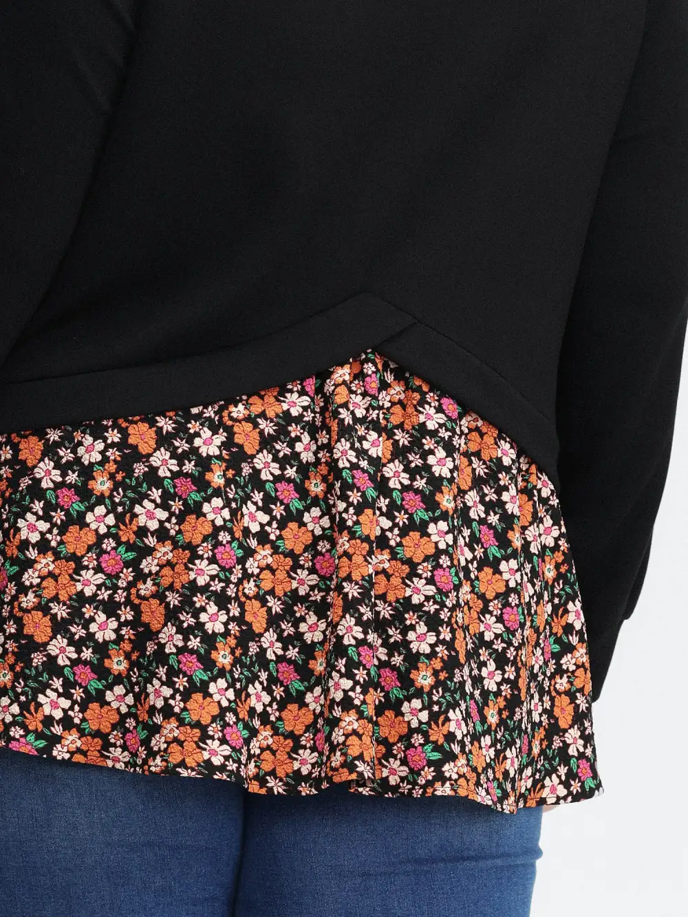 Supersoft Floral Spliced Layered Sweatshirt