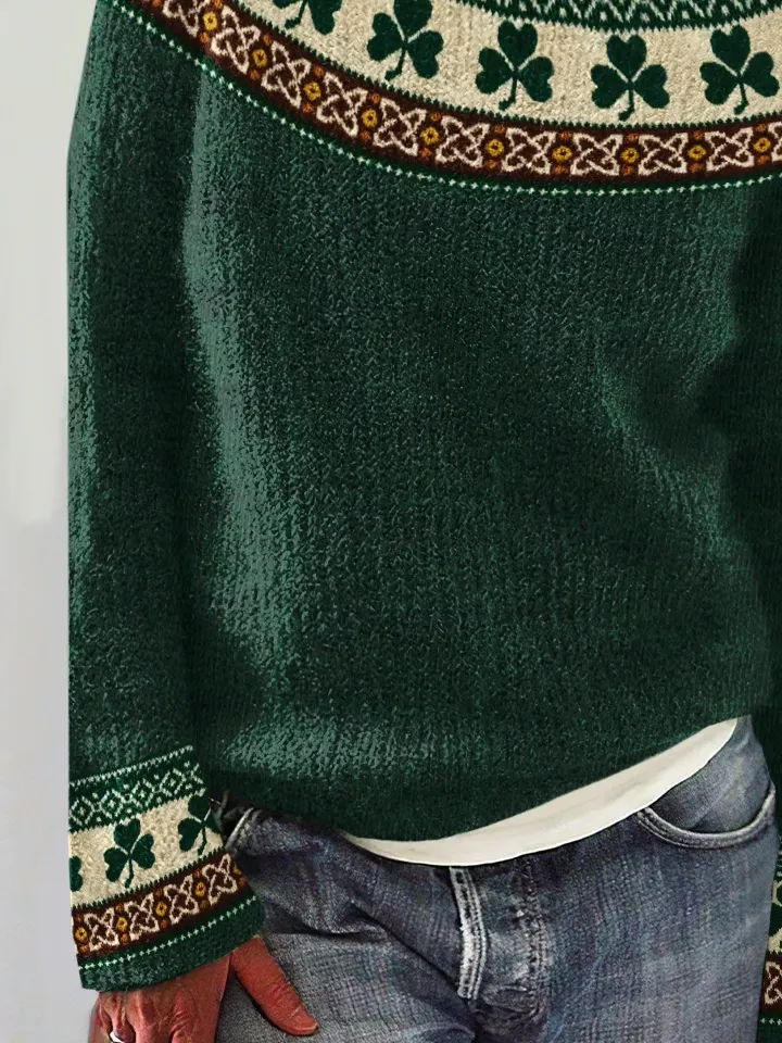 Women's St. Patrick's Day Shamrock Art Print Sweater