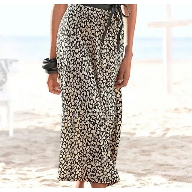 Women‘s Sheath Dress Midi Dress Khaki Sleeveless Color Block Leopard Ruched Print Spring Summer Crew Neck Stylish Elegant 2023 XXL