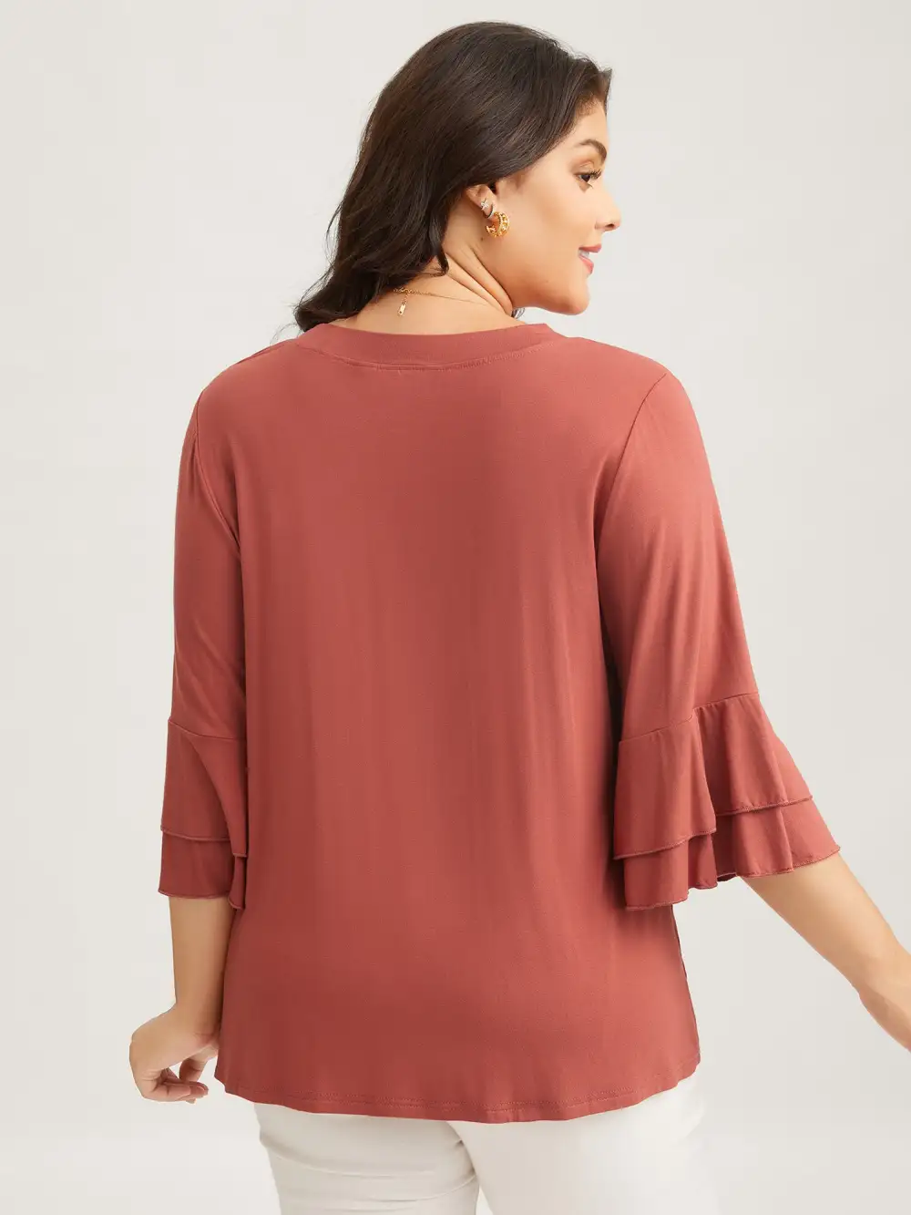 Supersoft Essentials Ruffle Layered Sleeve Pleated T-shirt