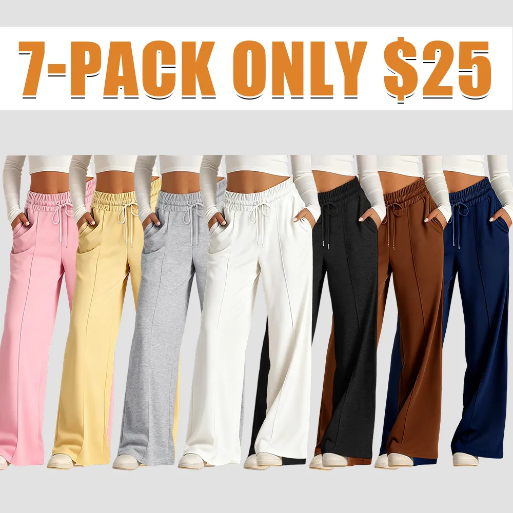 Women's Wide Leg Sweatpants Casual Loose Solid Color Pants Comfy Lounge Joggers Baggy Sweatpants Pockets