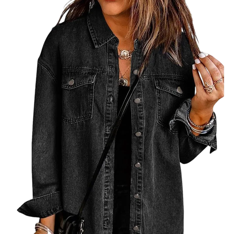 Ripped Fringe Denim Jacket for Women – Casual, Stylish, Soft Jean Coat with Pockets