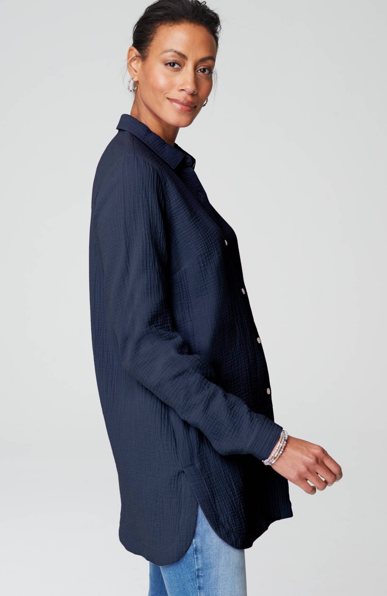 Cotton-Gauze Split-Hem Tunic
