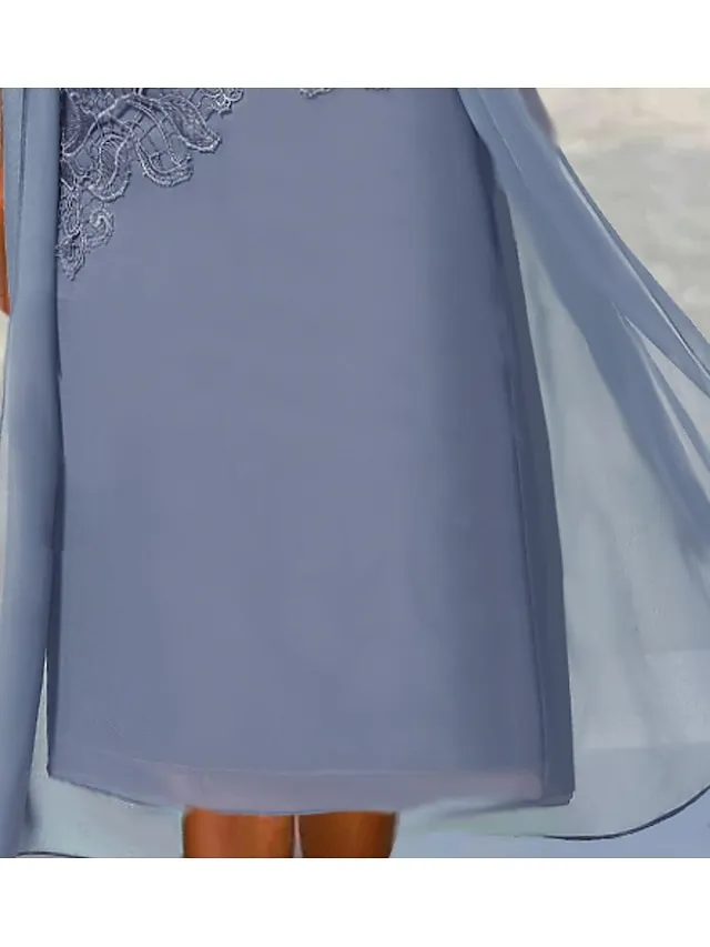 Women's Lace Dress Dress Set Two Piece Dress Midi Dress Dusty Blue Green 3/4 Length Sleeve Pure Color Lace up Summer Spring Fall Crew Neck Elegant Party Wedding Guest 2023 S M L XL 2XL 3XL