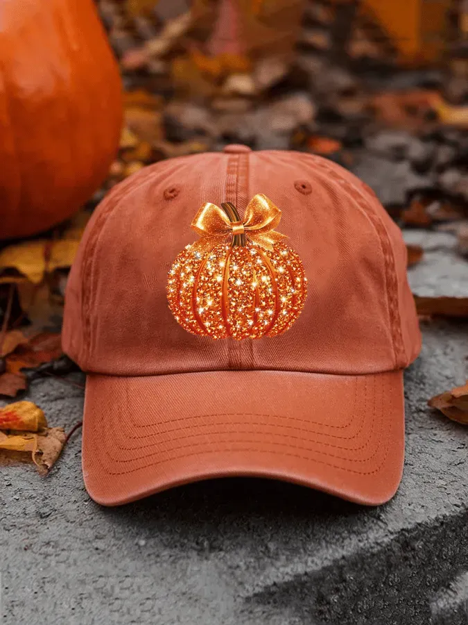 Sequined Pumpkin Print Hat