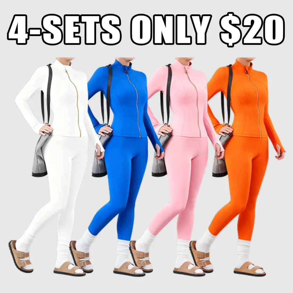Women's Solid Zip Up Jacket & High Waist Leggings Tracksuit Set