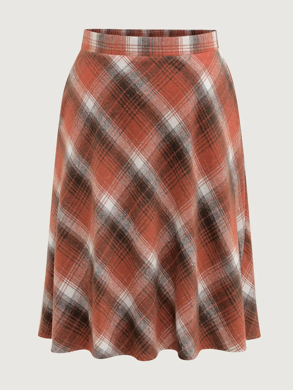 Pumpkin Plaid Print Halloween Midi Skirt