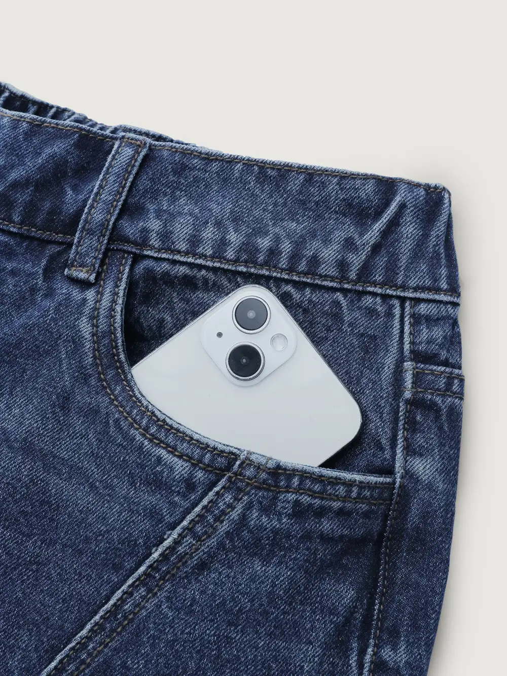 Distressed Stretchy Waist Wide-Leg Jeans