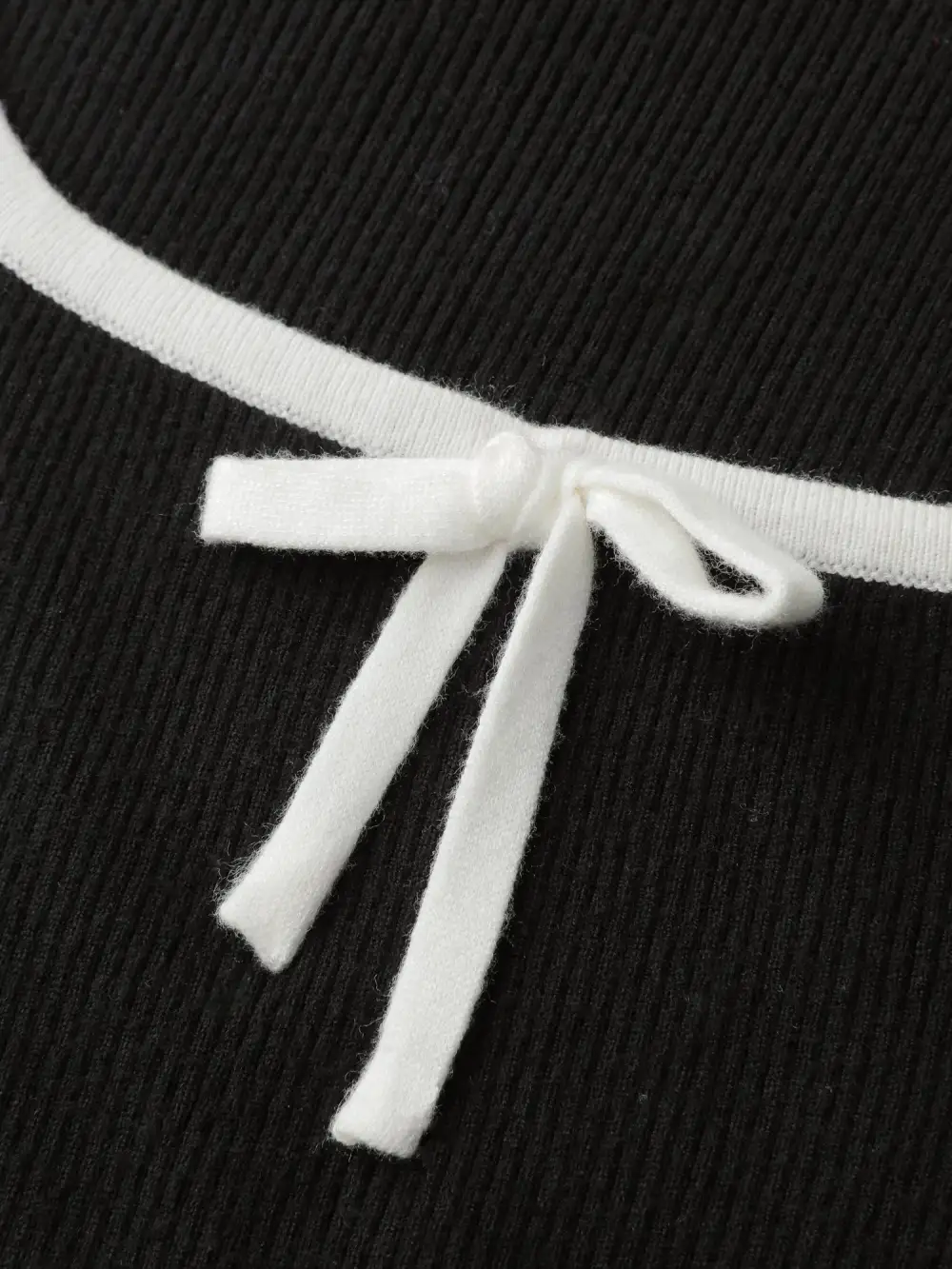 Square Neck Bowknot Fitted Pullover