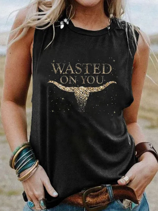 Women'S Wasted On You V-Neck Sleeveless Vest