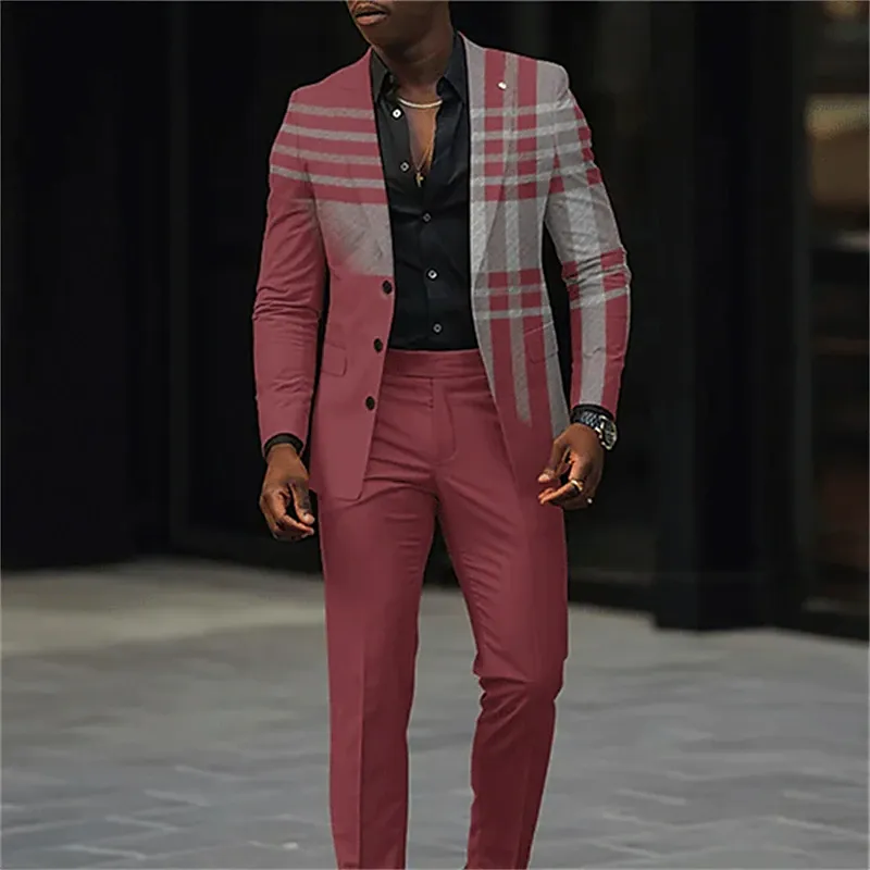 Men's Business Ombre Peak Lapel Blazer & Straight Pants 2Pcs Set