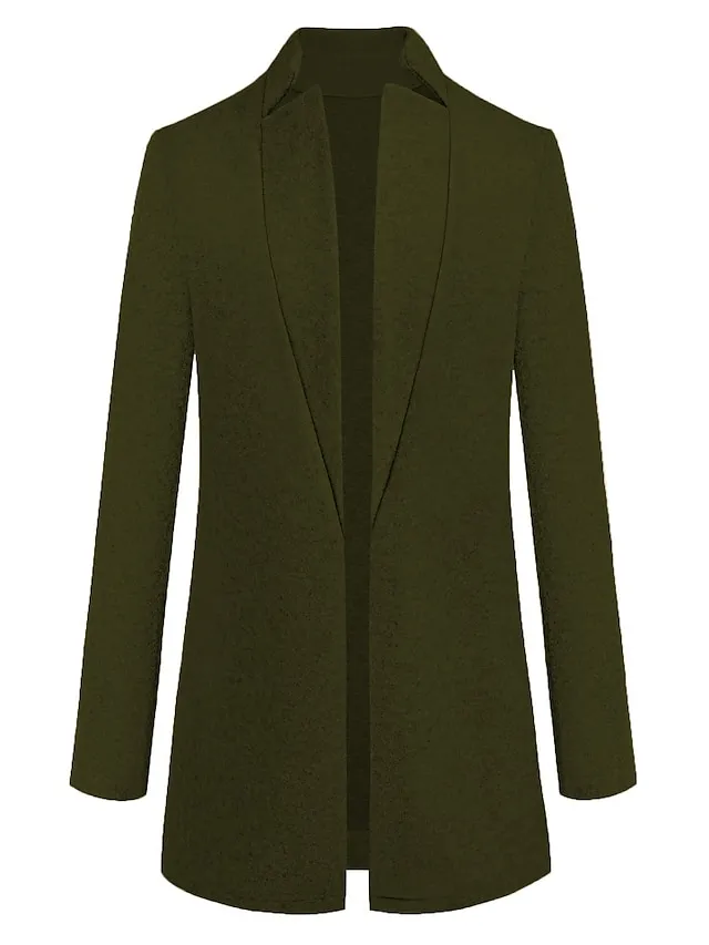 Women's Pea Coat Winter Coat Open Front Stand Collar Trench Coat Fall Warm Windproof Overcoat Christmas Jacket caramel colour