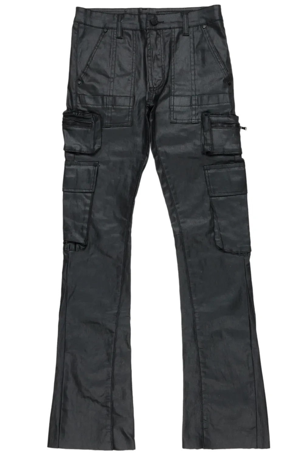 Ritz Black Coated Stacked Flare Jean