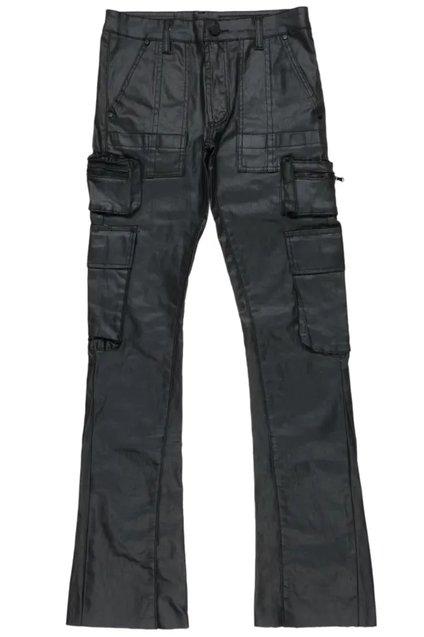 Ritz Black Coated Stacked Flare Jean