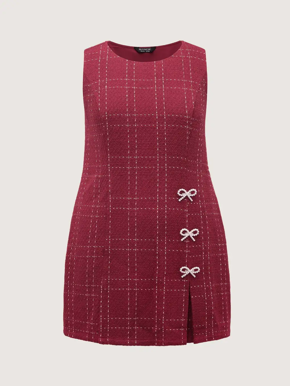 Tweed Metal Bows Knee-Length Dress