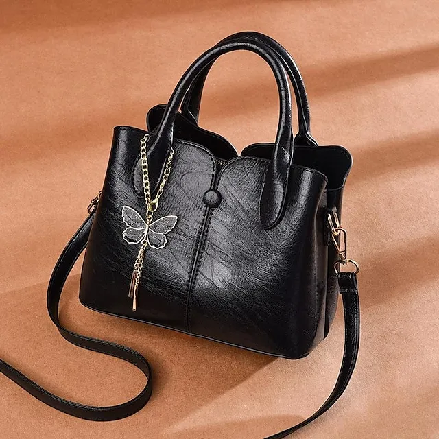 Women's Handbag Crossbody Bag Shoulder Bag PU Leather Shopping Daily Large Capacity Breathable Durable Solid Color Black White Pink
