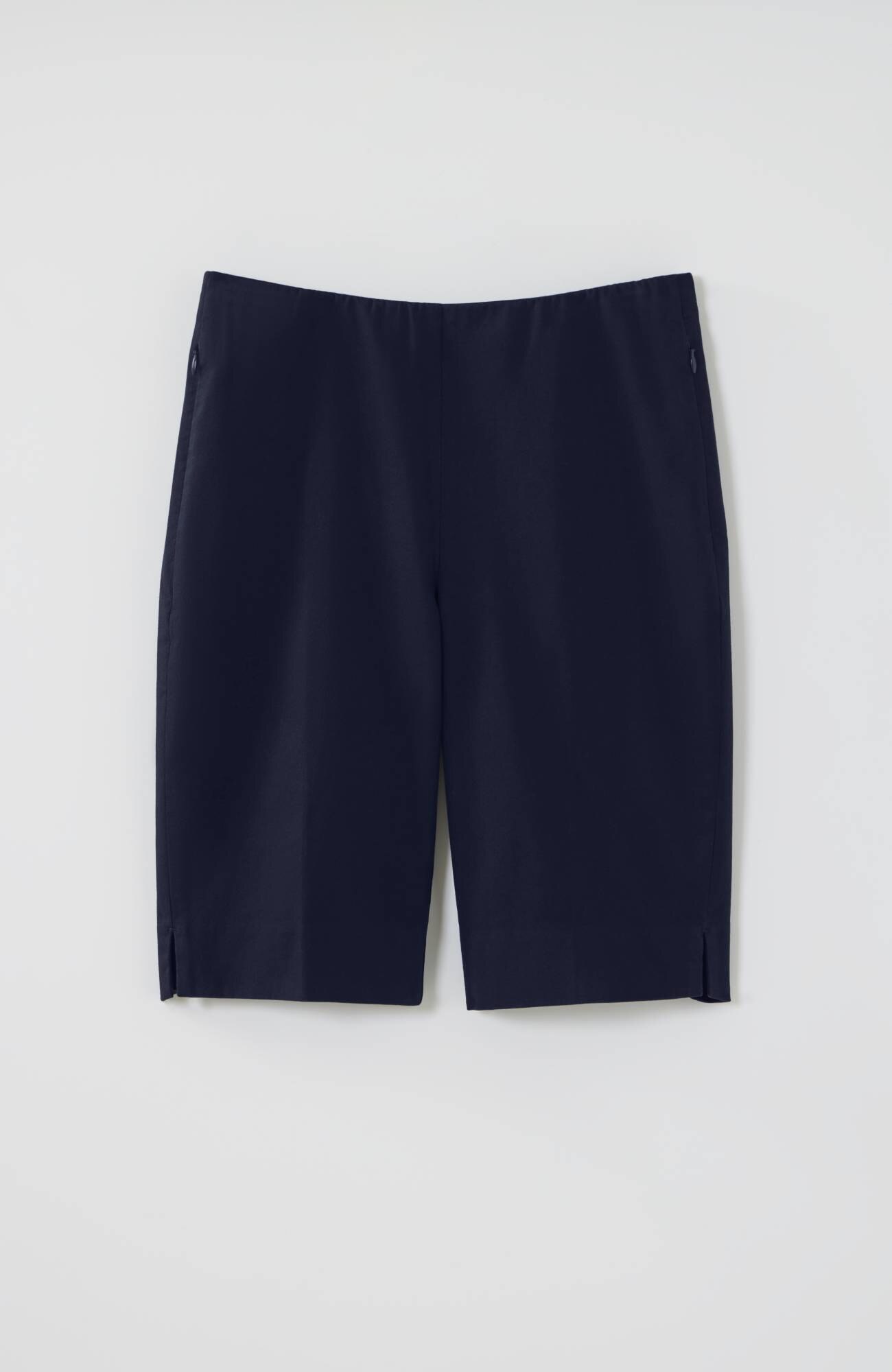 Slit-Hem Pull-On Bermuda Shorts