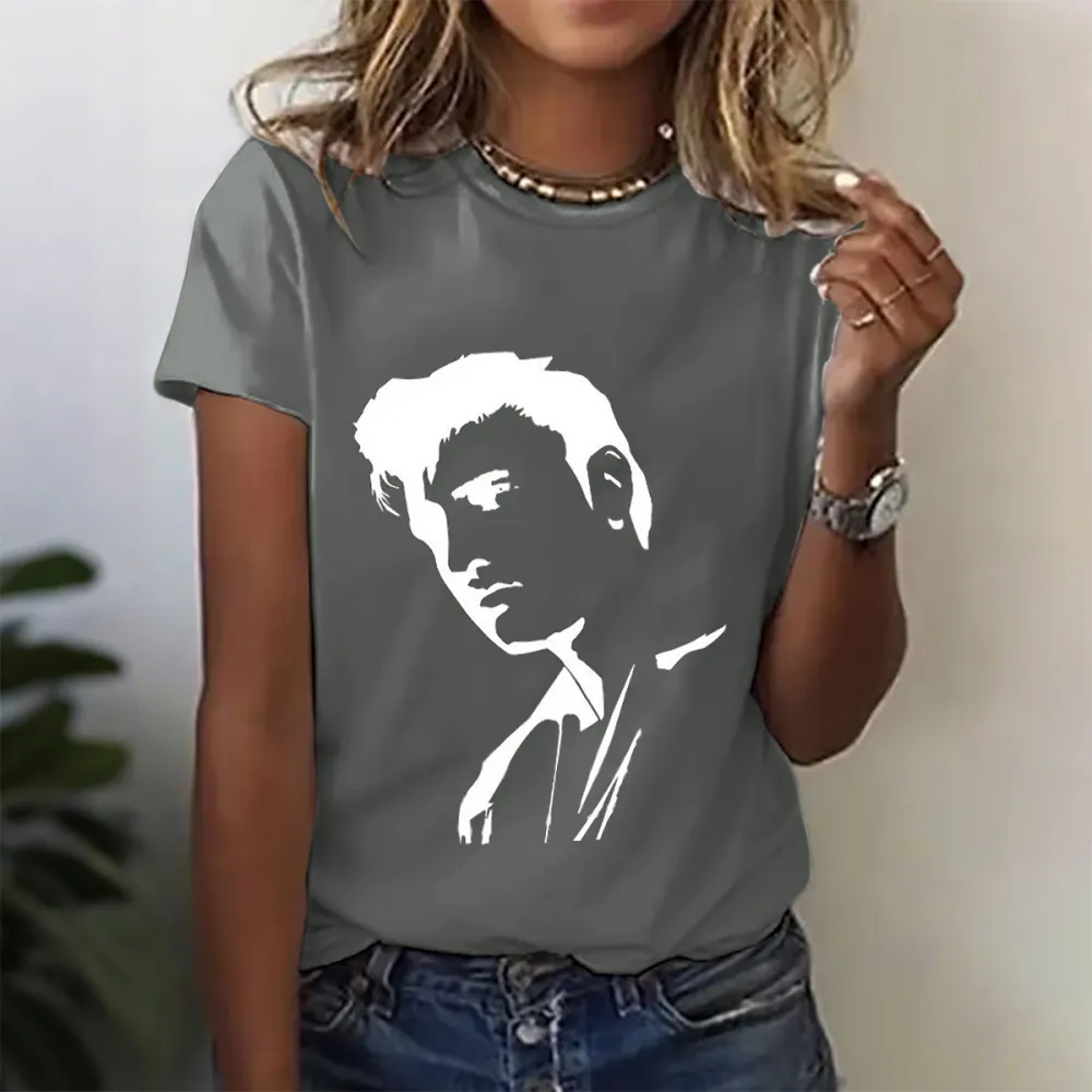 Women's Character Print Short Sleeve Round Neck Cotton T-Shirt