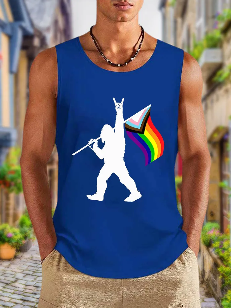 Men'S Vests Bigfoot Rock On LGBTQ Progressive New Pride Flag
