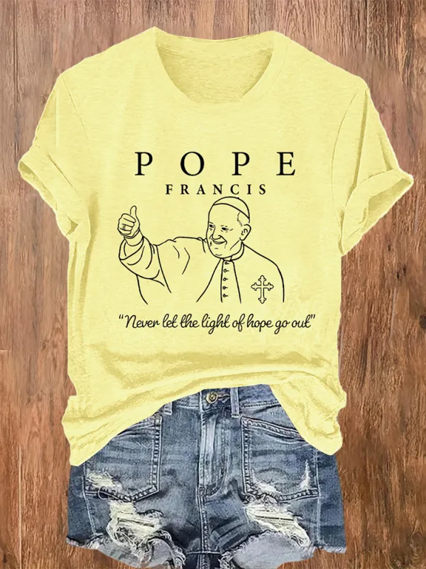 Women's Never Let The Light Of Hope Go Out Print Short Sleeve Round Neck Cotton T-Shirt