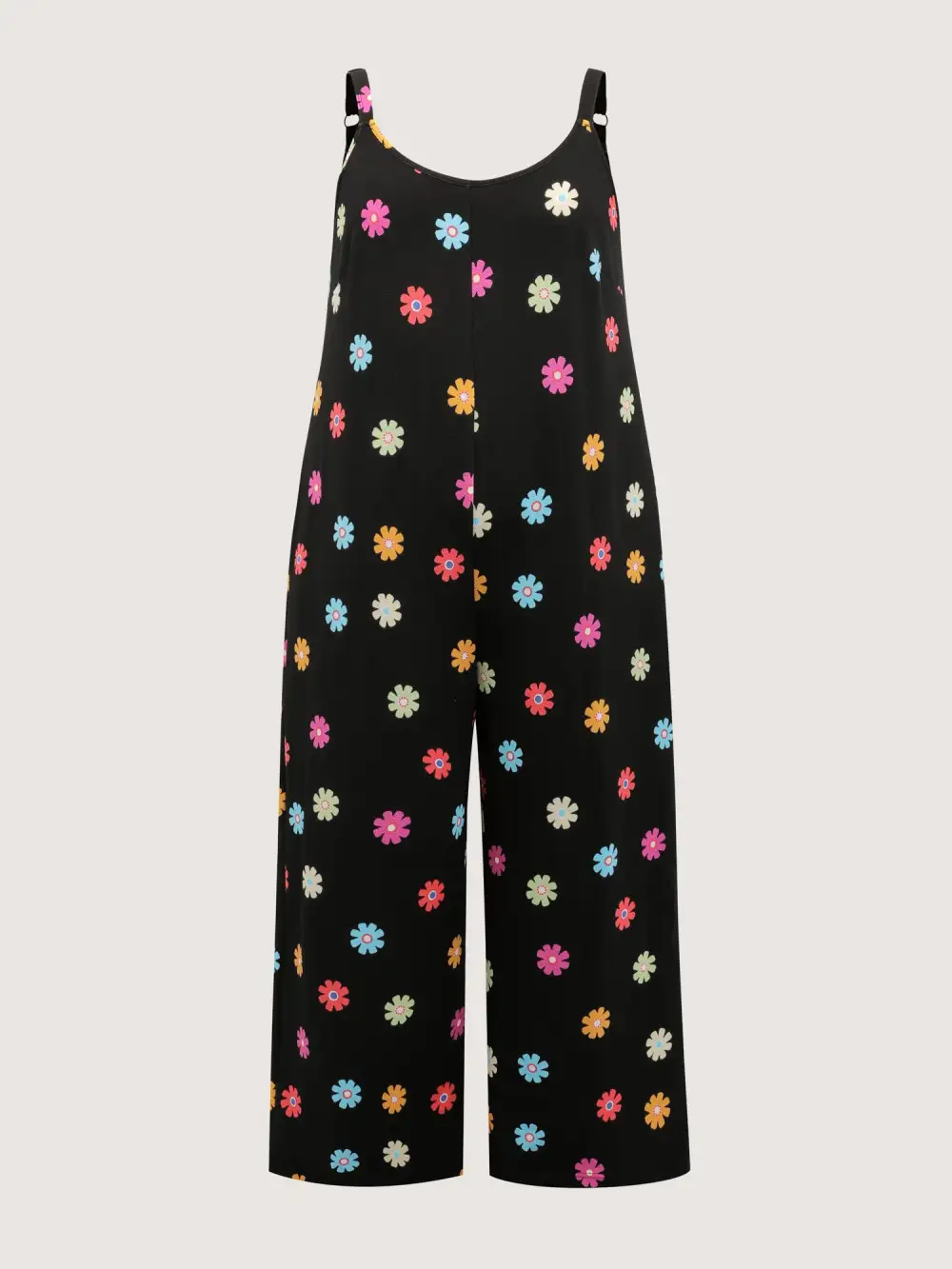 Colorful Floral Print Wide-Leg Jumpsuit