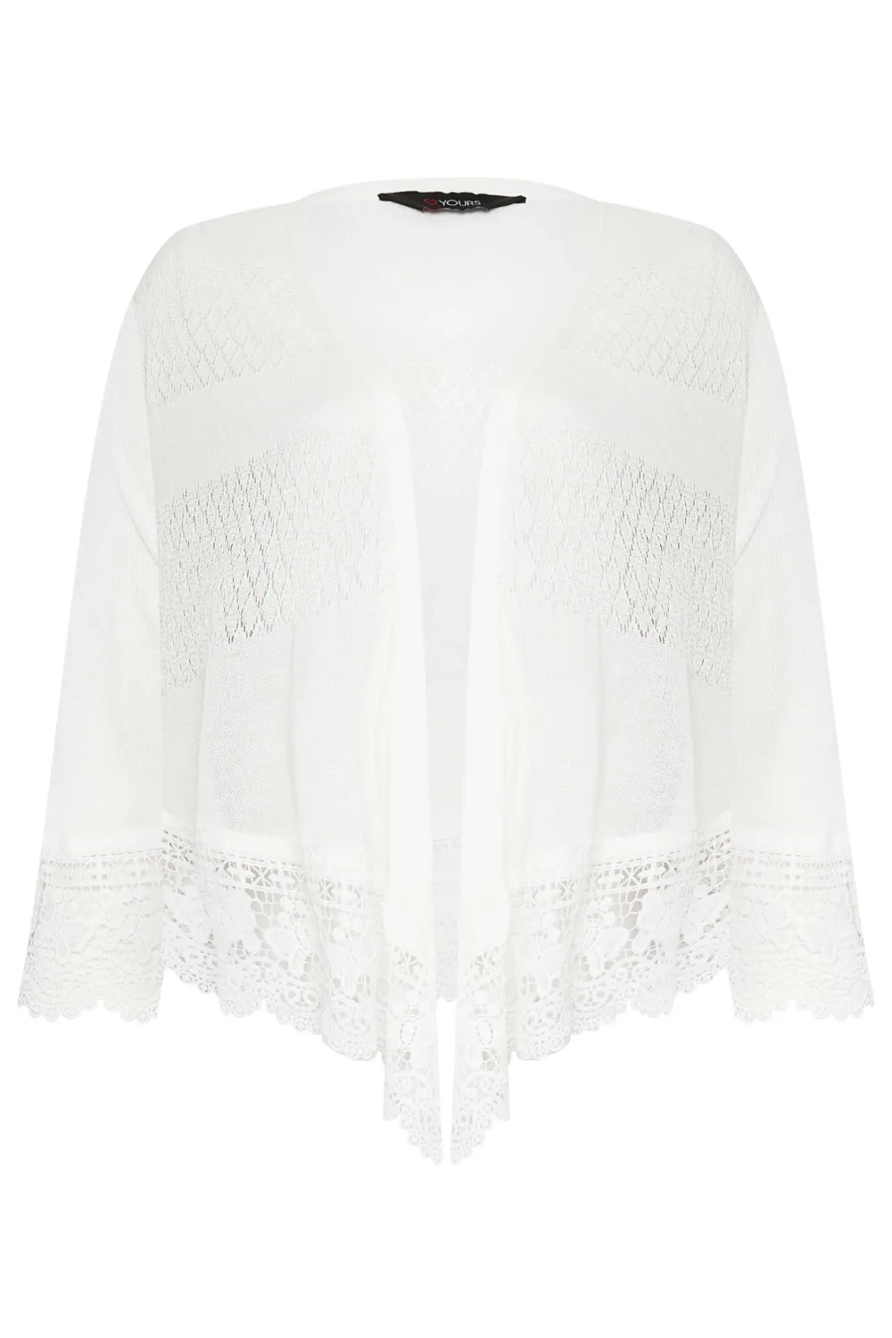 YOURS Curve White Lace Waterfall Shrug