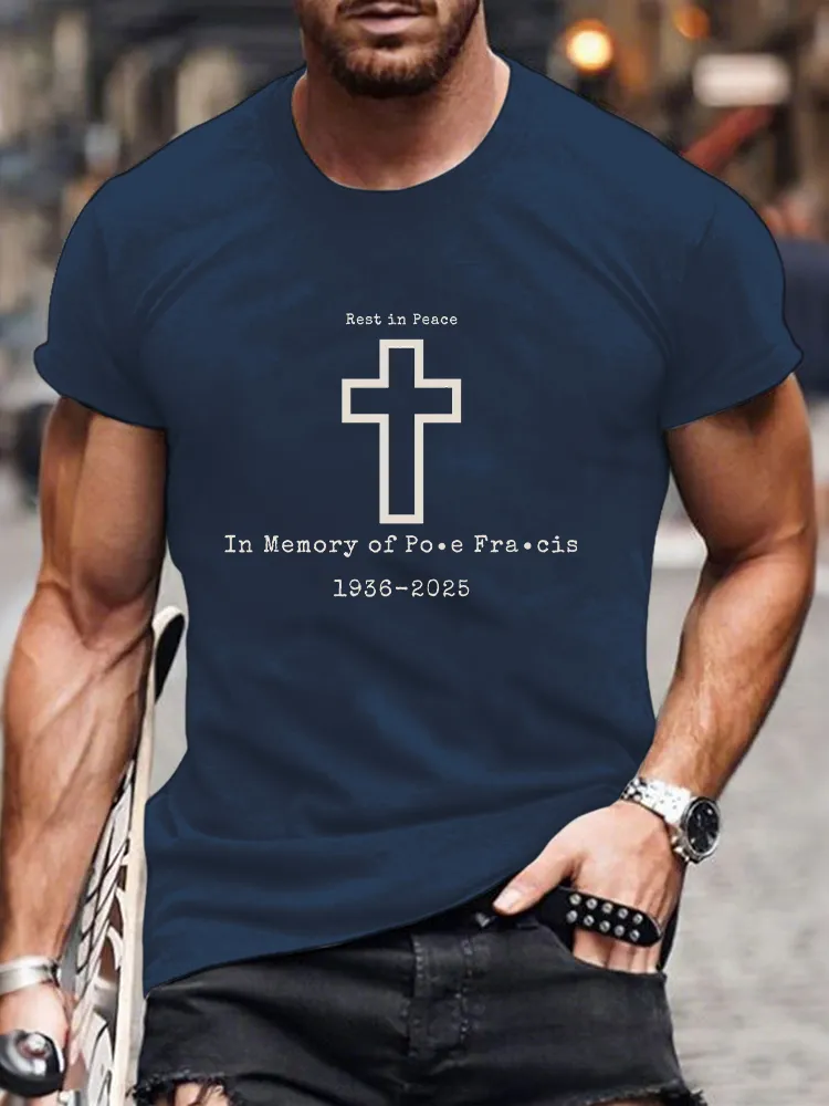 Men's Rest In Peace 1936-2025 Print Short Sleeve Round Neck Cotton T-Shirt