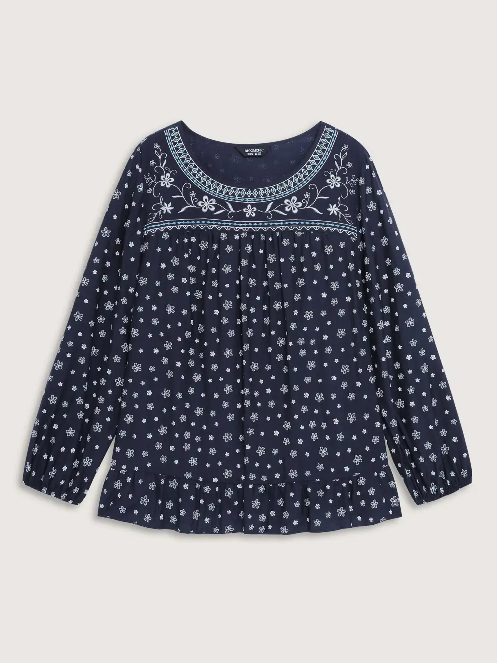 Supersoft Embroidered Ruffled Hem Blouse