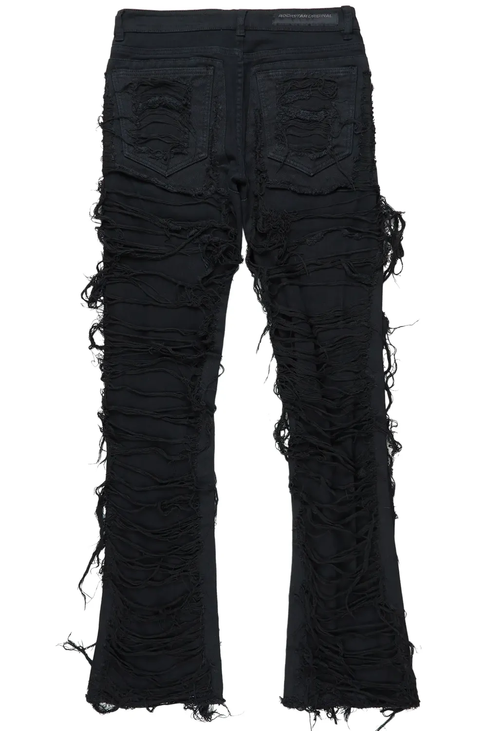 Conrad Jet Black Stacked Flare Jean