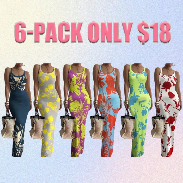 Women's Sleeveless Bodycon Maxi Dress – Printed Summer Beachwear