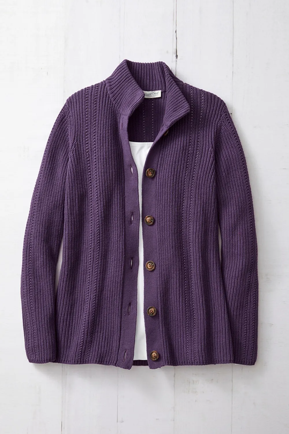 Shaker Detail Button Cardigan