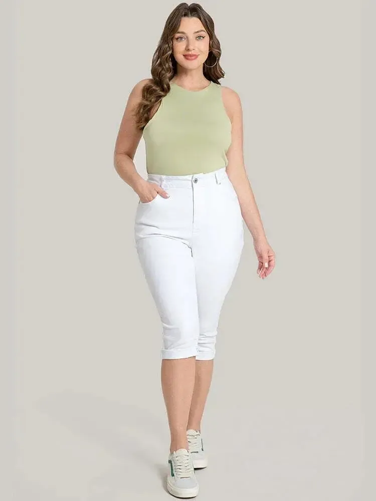 5 Packs-Very Stretchy High Rise Dark Wash Cropped Jeans