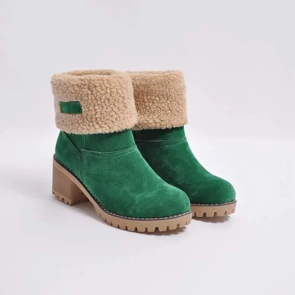 Women'S Mid-Tube Chunky Heel Suede Boots