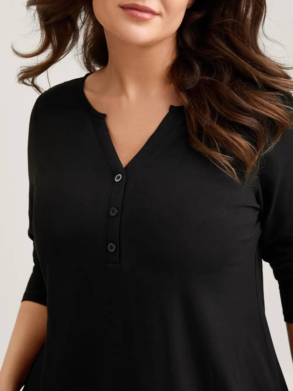 Supersoft Button Placket Solid T-Shirt
