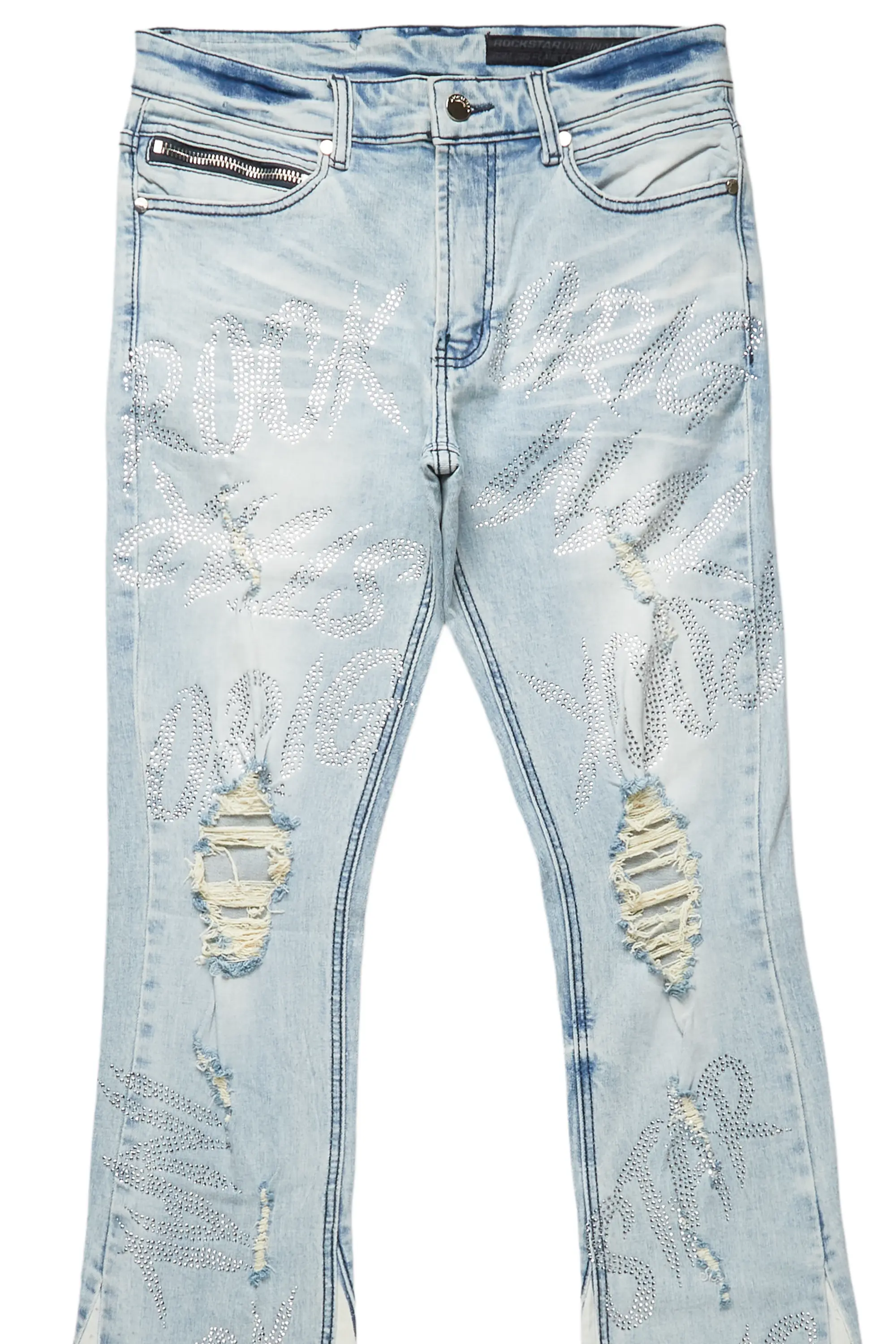 Cato Graphic Stacked Flare Jean-Blue