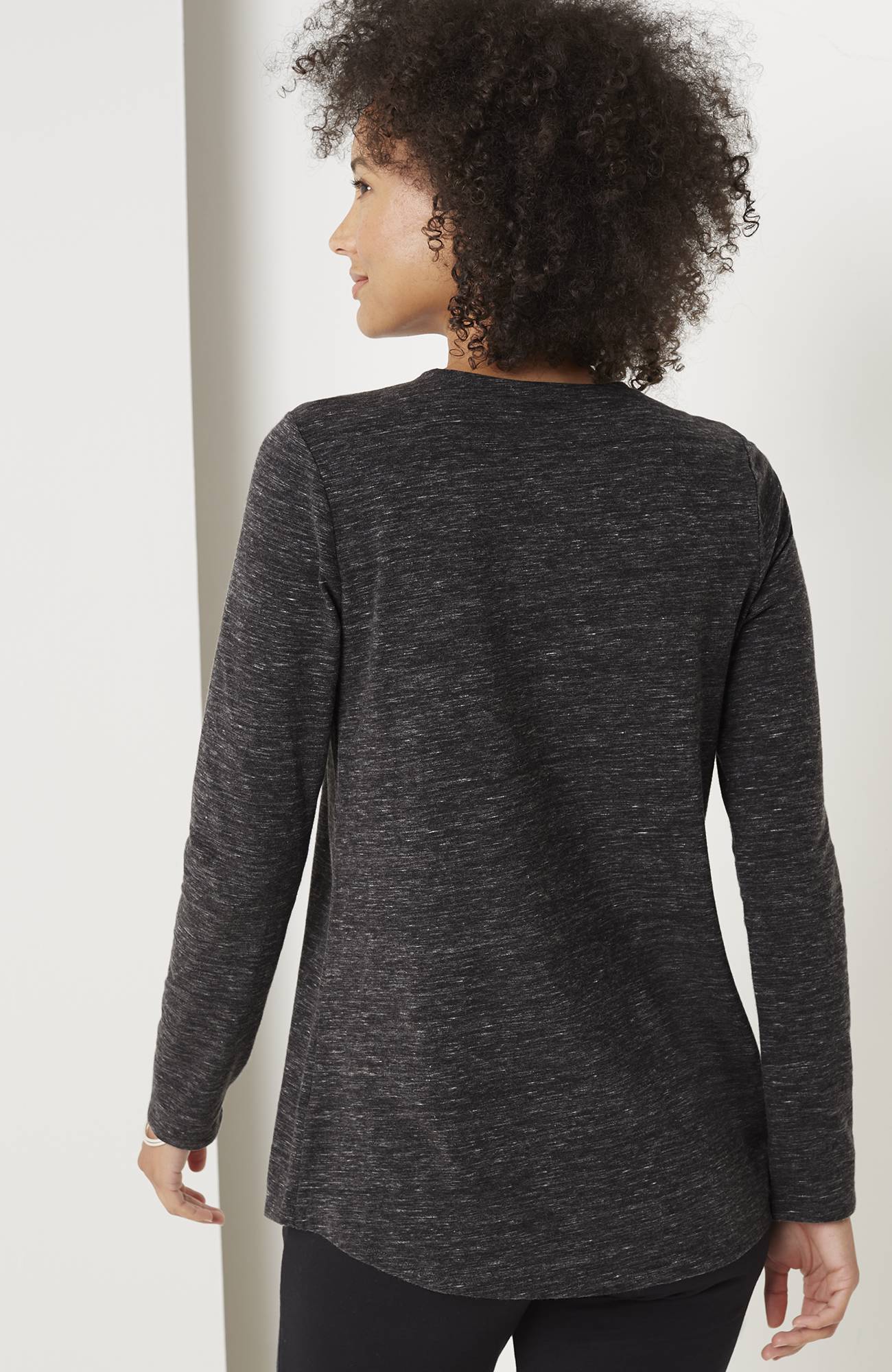 pure jill long-sleeve shirttail tee