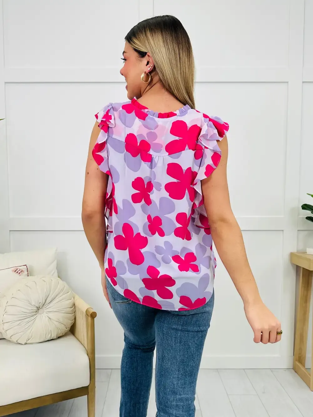 Your Beauty Blossoms Top In Lavender Combo