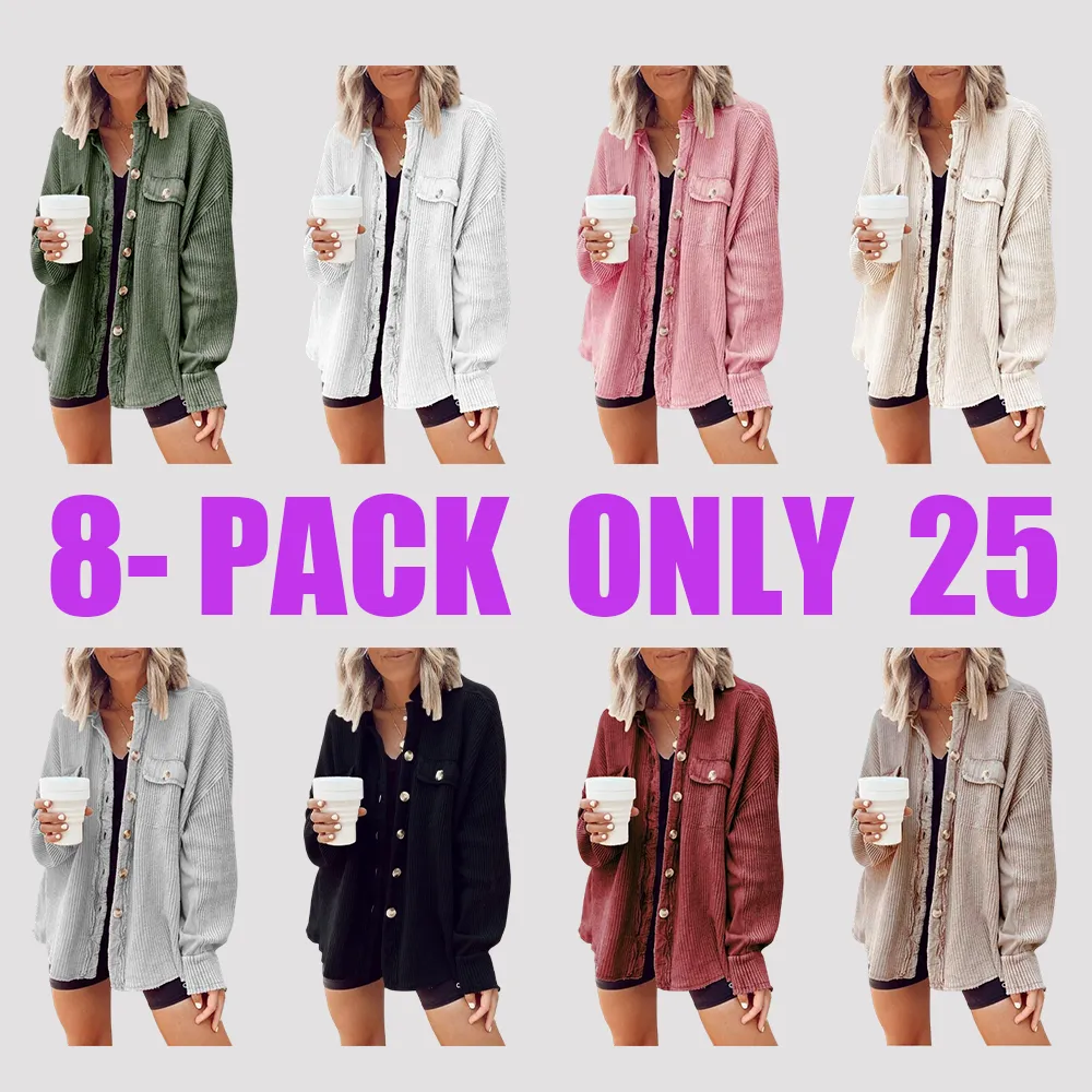 Women's Loose Fit Batwing Sleeve Waffle Knit Button Down Shirt Shacket Tops