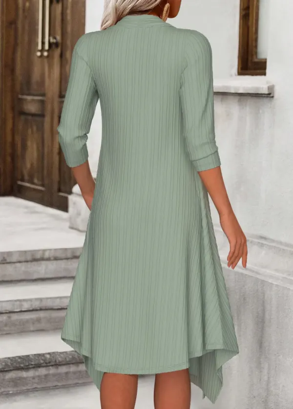 Sage Green Fake 2in1 Floral Print A Line Dress