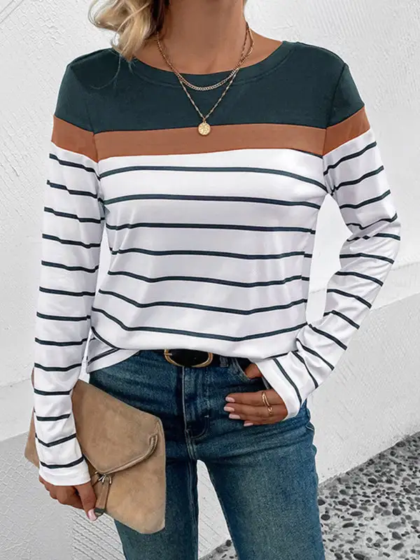 New Women's Striped Long Sleeve Sweater