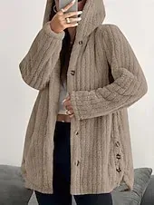 Women's Fleece Jacket Casual Jacket Hoodie Jacket Comfortable Breathable Zipper Pocket Casual Solid Color Vacation Street Casual Daily Wear Zipper Regular Hooded Regular Fit Long Sleeve Outerwear