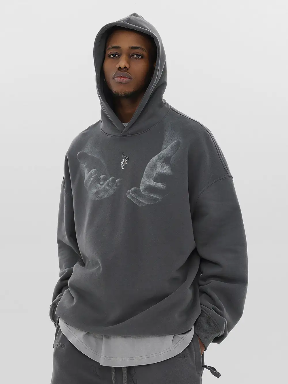 Monogram Embroidered Hand Print Hoodie - 1876
