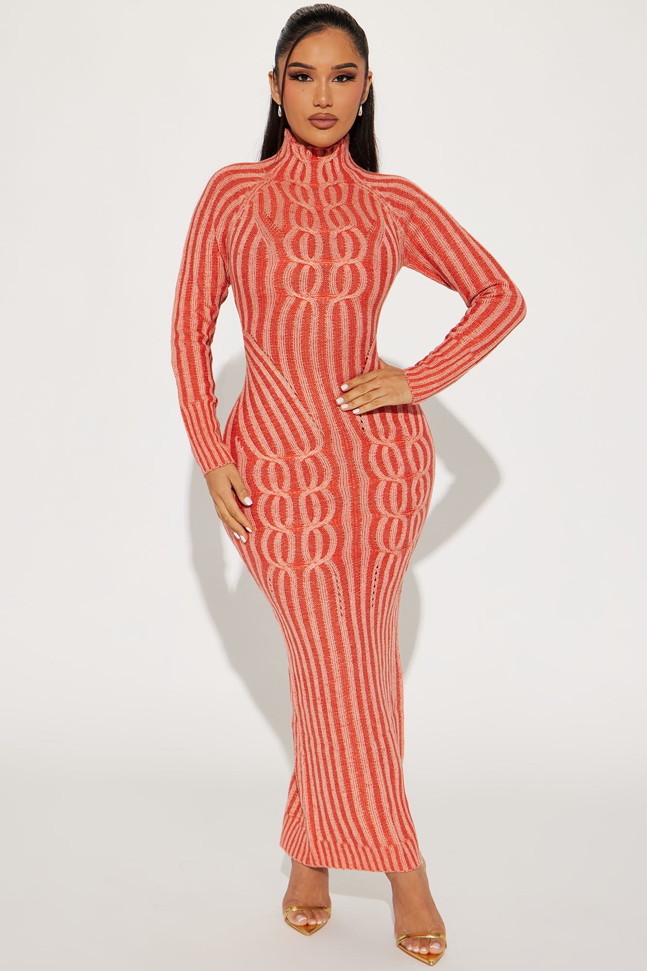 Macie Sweater Maxi Dress - Orange