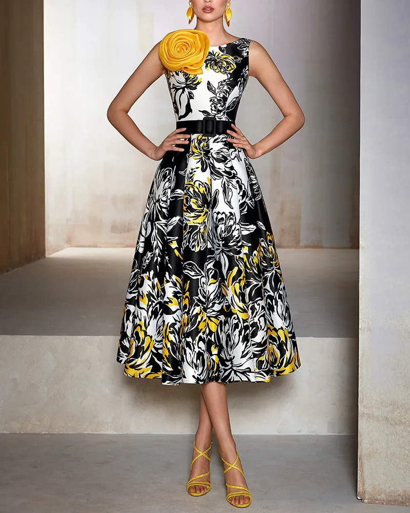 women's all-match print all-match dress