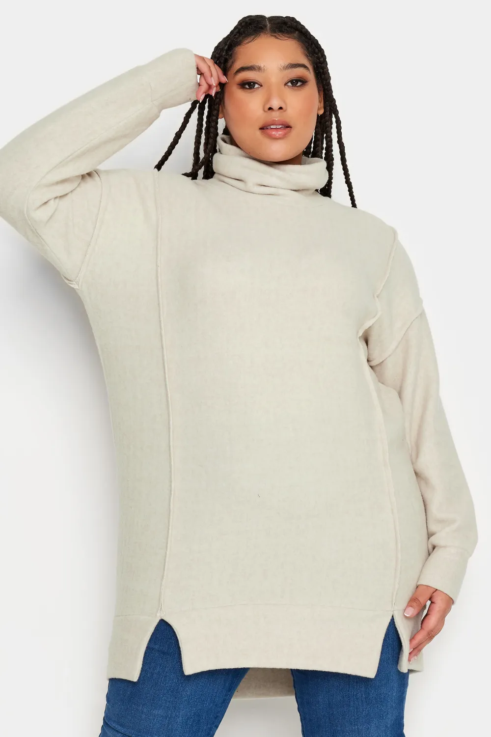 YOURS LUXURY Curve Grey Soft Touch Turtle Neck Jumper